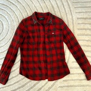 Obey flannel with studded collar